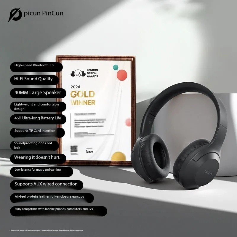 Pincun B-01S Bluetooth Headphones Over-Ear Noise-Canceling Gaming Music Wireless