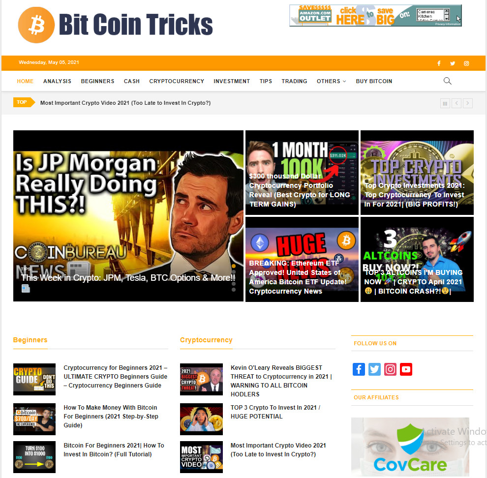 Turnkey Crypto Currencies Video News Website / Automatic + Free hosting / Setup