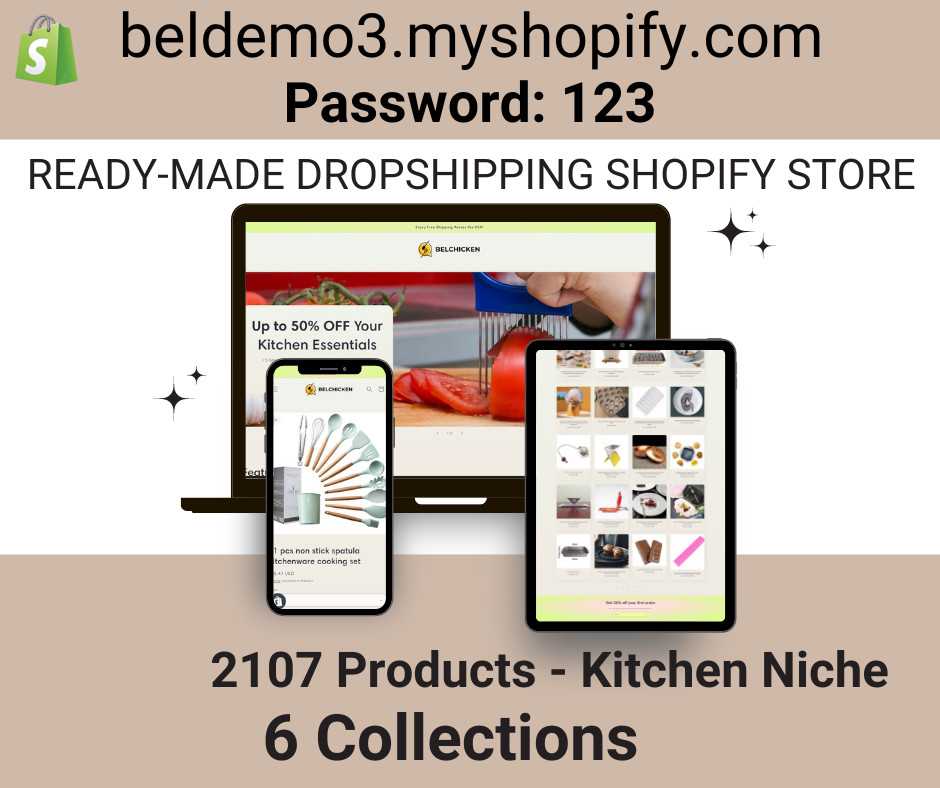 READY-MADE DROPSHIPPING Shopify Store – Kitchen – 2017 Products – 6 Collections