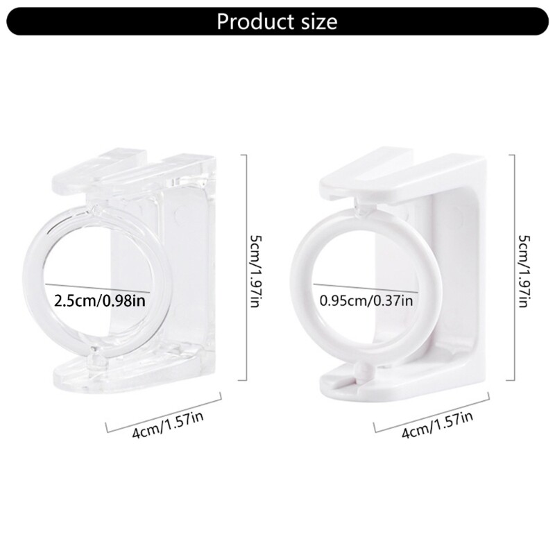 2Pcs Curtain Rod Wall Mount Holders Brackets ABS Plastic Adhesive Wall Hangers