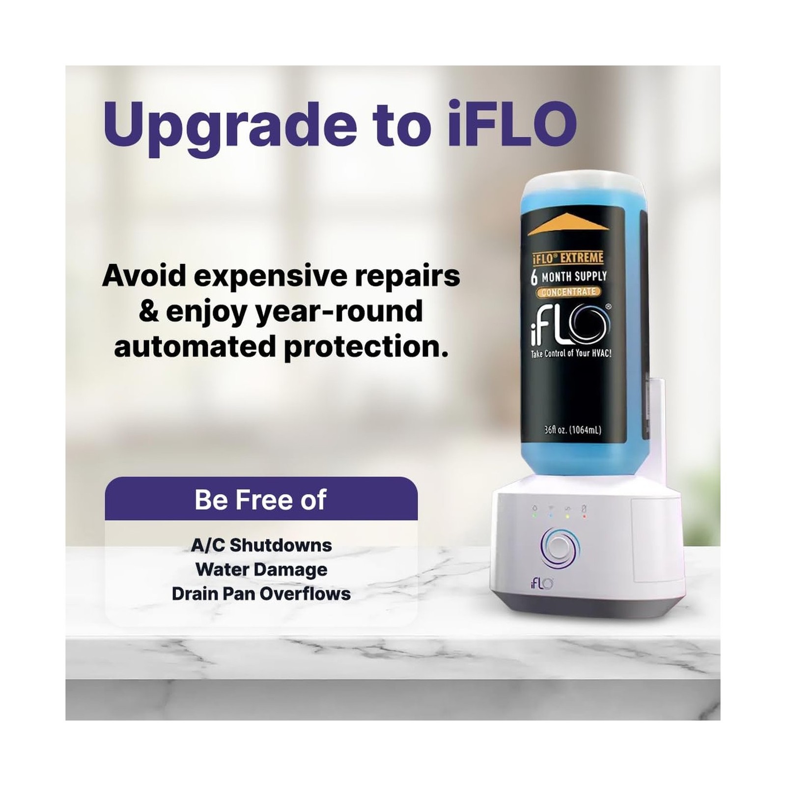 iFLO® Smart A/C Drain Line and Drain Pan Cleaner for HVAC System, Clog-Free