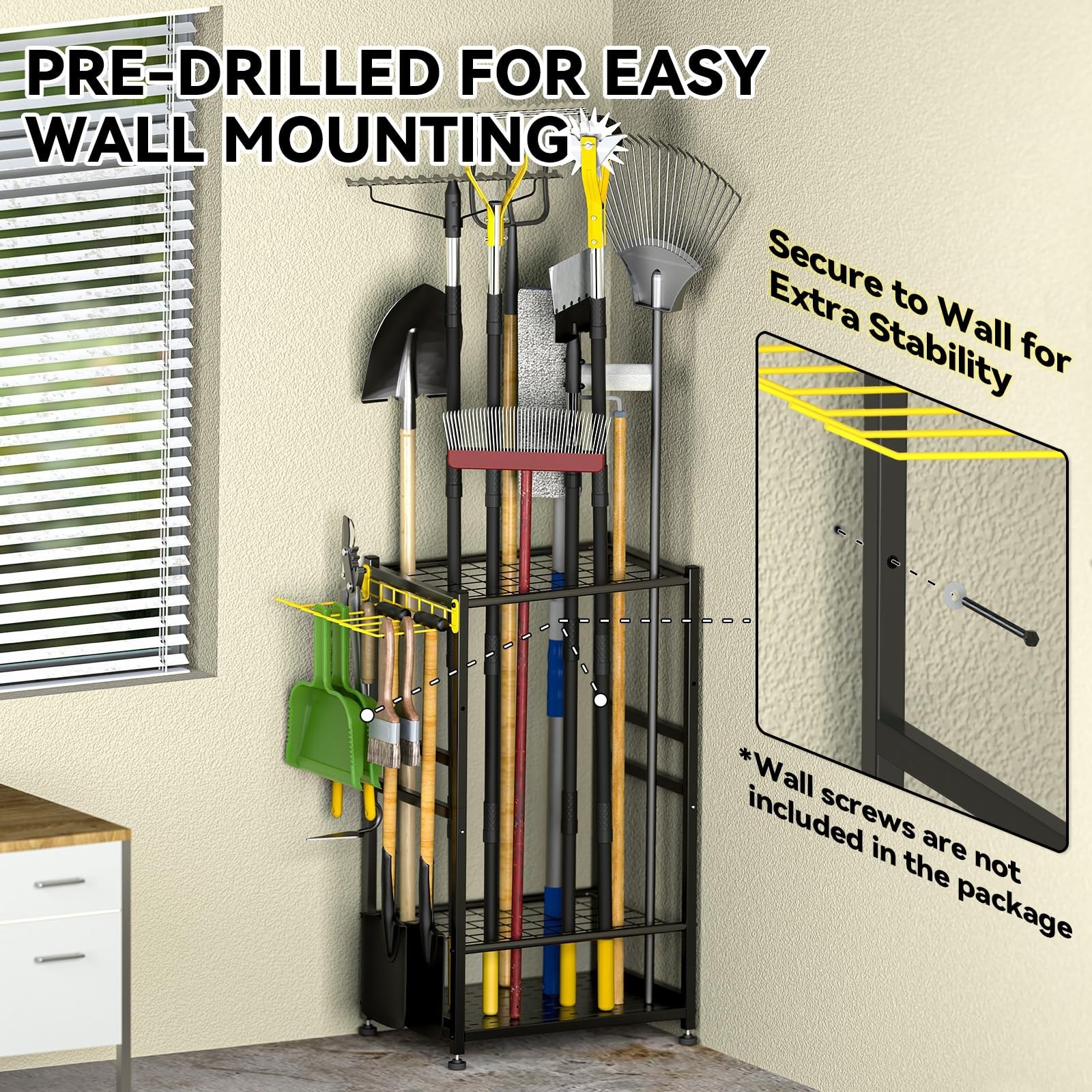 Garden Tool Organizer, Up 48 Long Handle Tool, Garage Storage and Organizatio…
