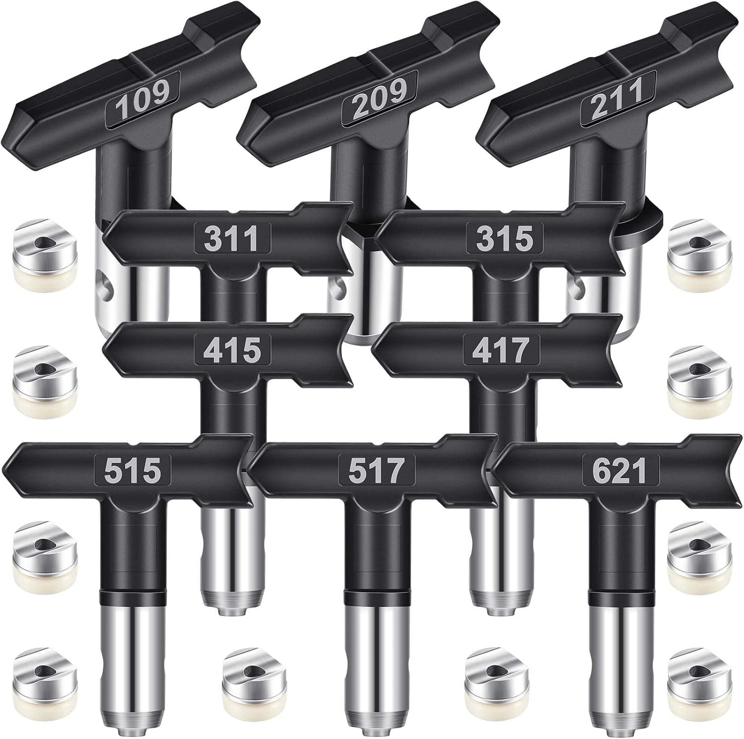 10 Pcs Reversible Airless Spray Tips Set 109 209 211 311 315 415 417 515 517 …