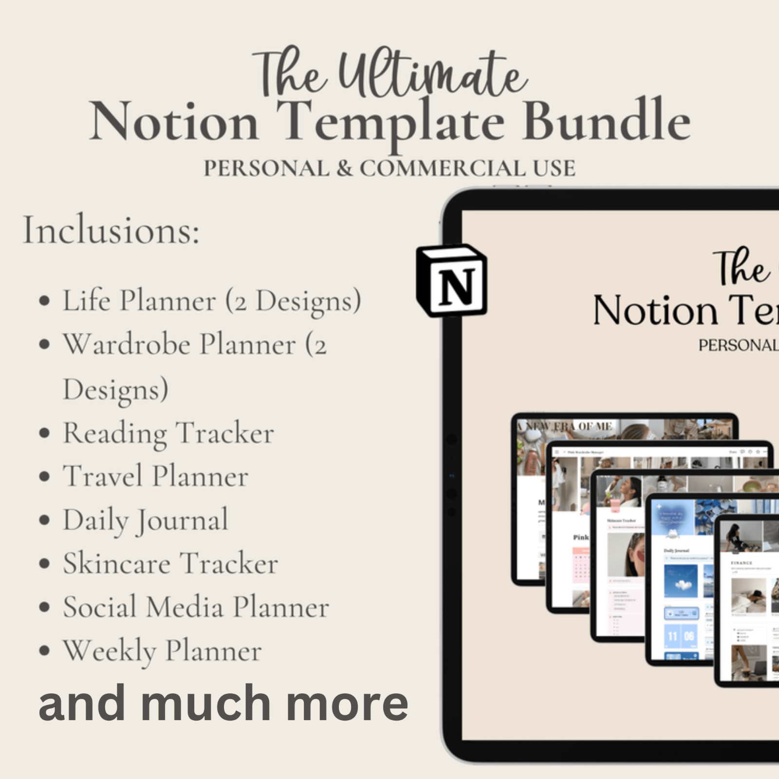 120 Notion Templates Bundle | PLR & MRR Rights | Editable Digital Planners
