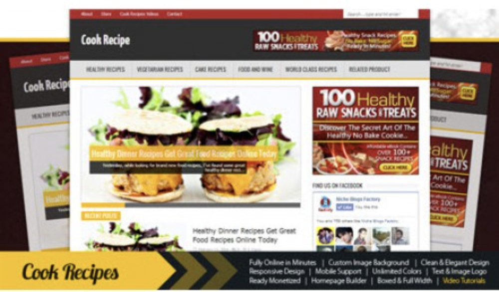 🥇 Turnkey Cooking Recipes Niche Blog Website