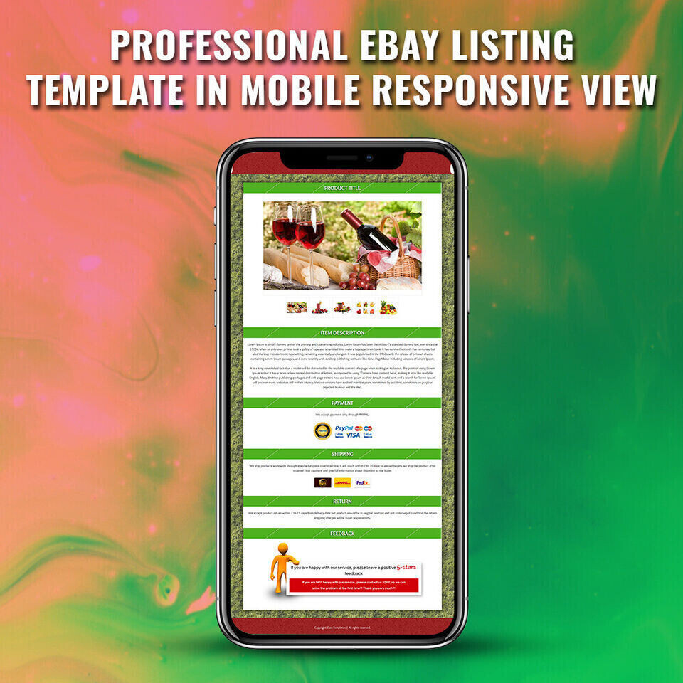 eBay Listing Templates Mobile Responsive HTTP 2019 Secure for Food Products
