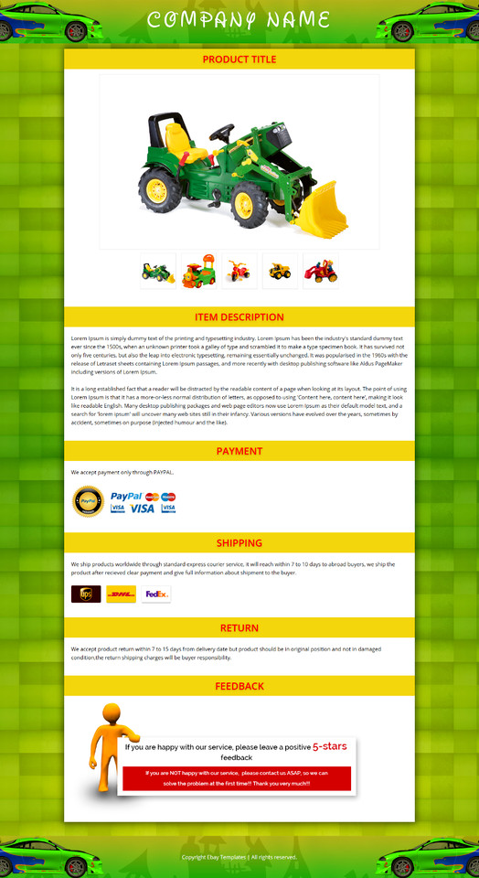 eBay Listing Templates Mobile Responsive HTTP 2025 Secure for Toys