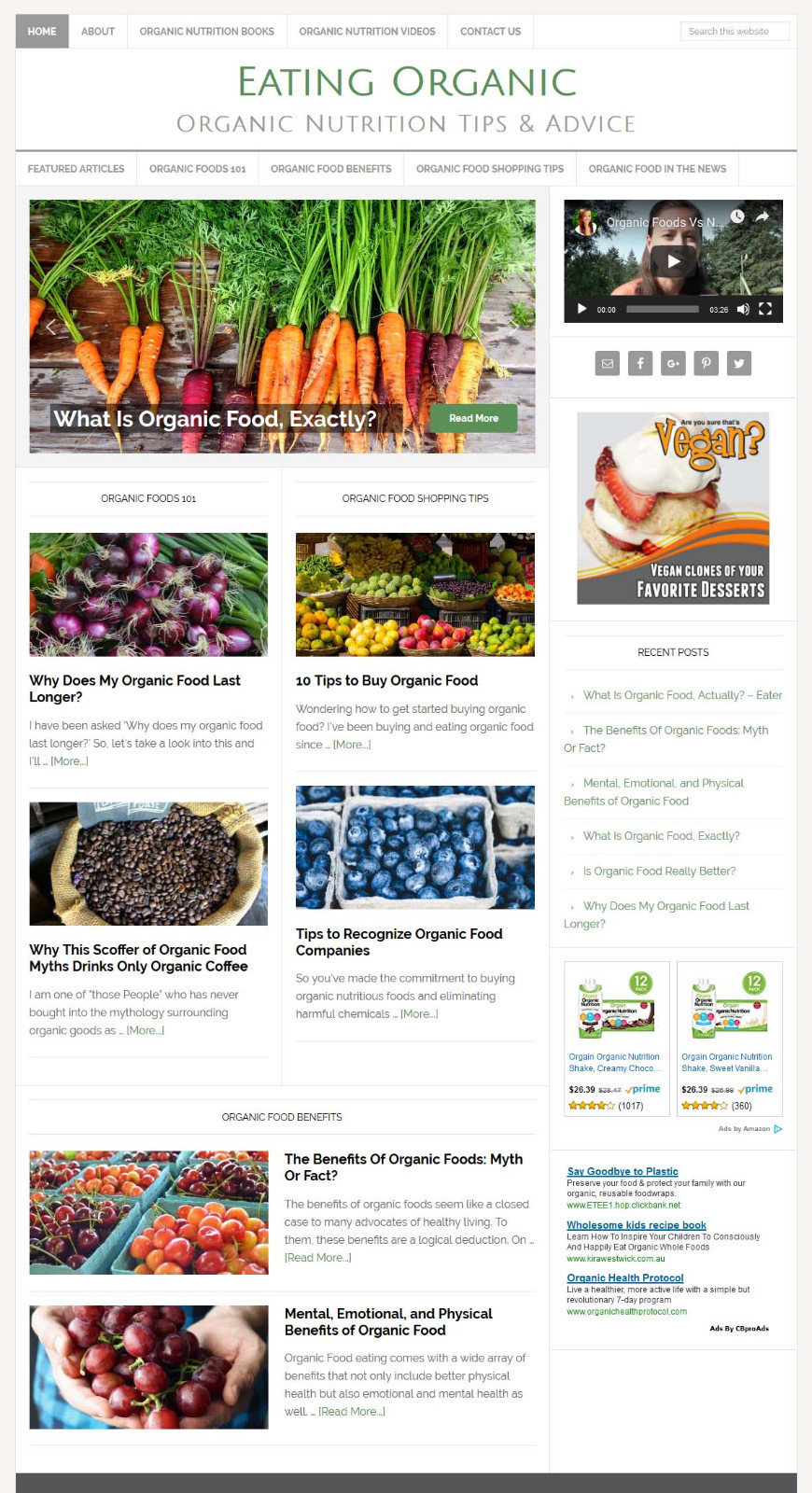 * ORGANIC FOODS * turnkey website business for sale with AUTO UPDATING CONTENT!