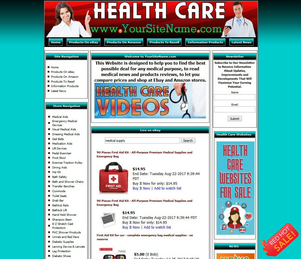Fully Stocked HEALTH CARE Business Website for Sale
