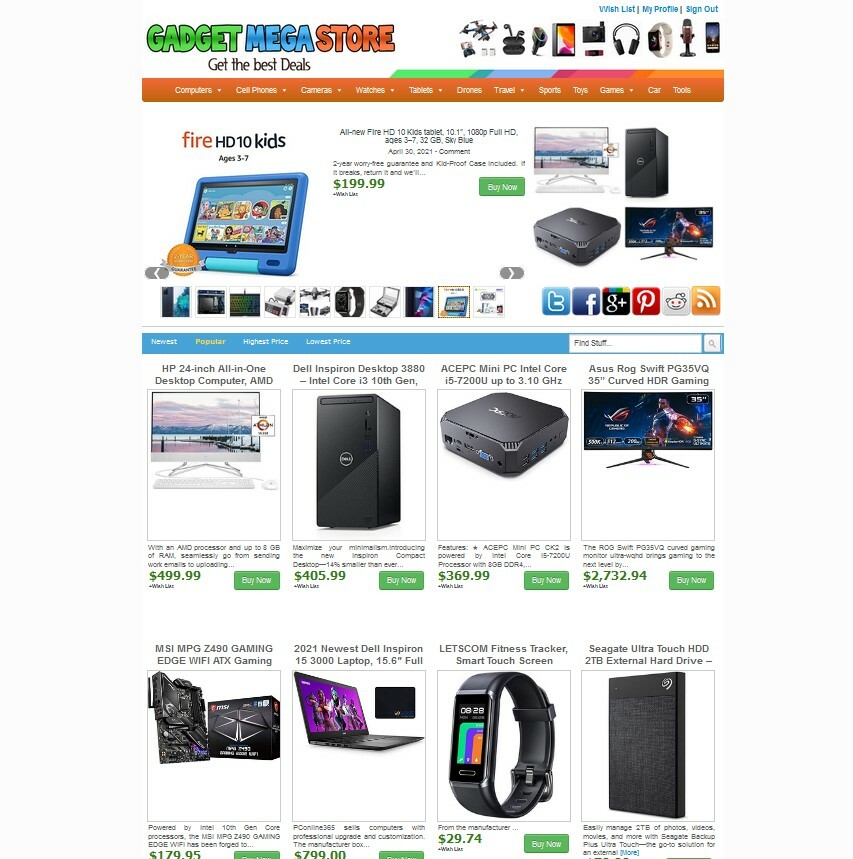 Gadgets Store Automated Amazon eBay CB Affiliate Website Make Money + AUTOUPDATE