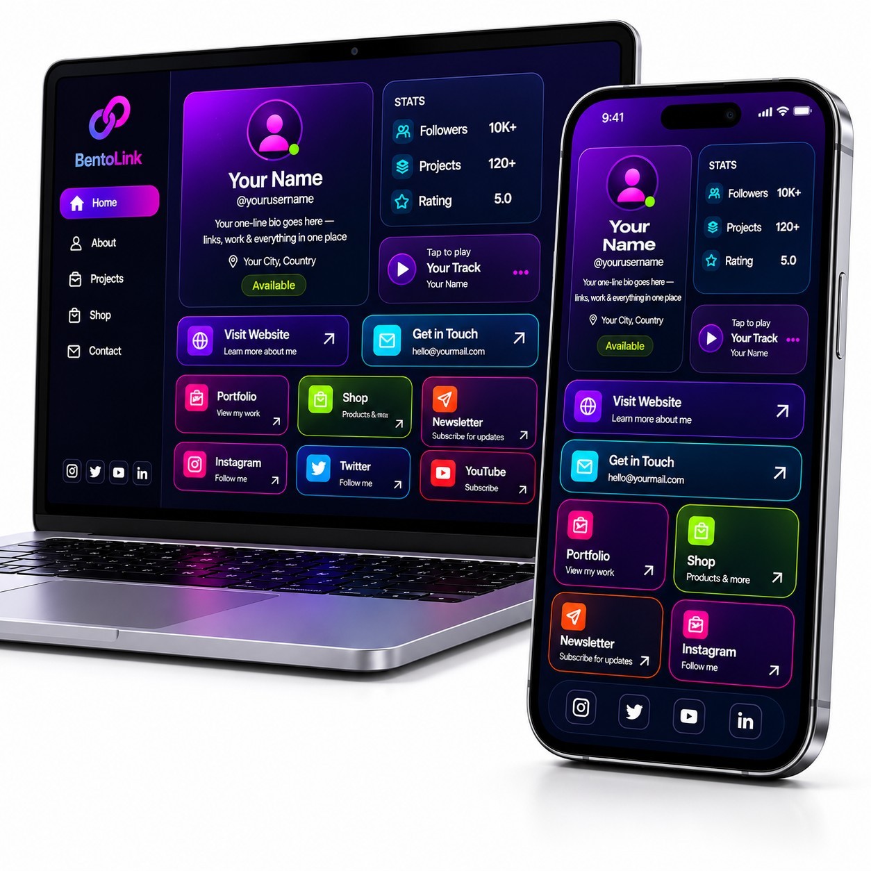 Premium Personal Branding Hub — Bento-Style Link-in-Bio Landing Page Fully Setu