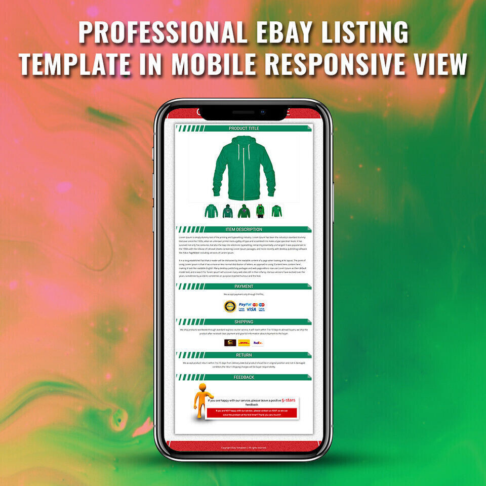 eBay Templates, Auction Mobile Responsive html Templates 2019 Ready for Cloths