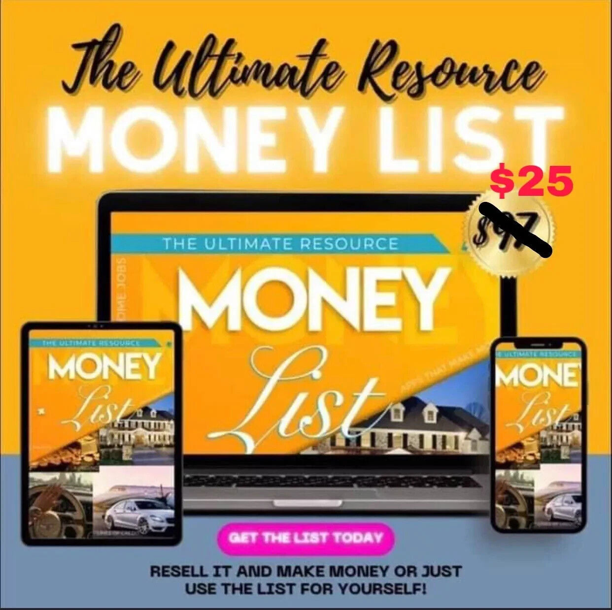 The Money List WAH Jobs Business Loans/Grant Info Digital Product PLR Resell