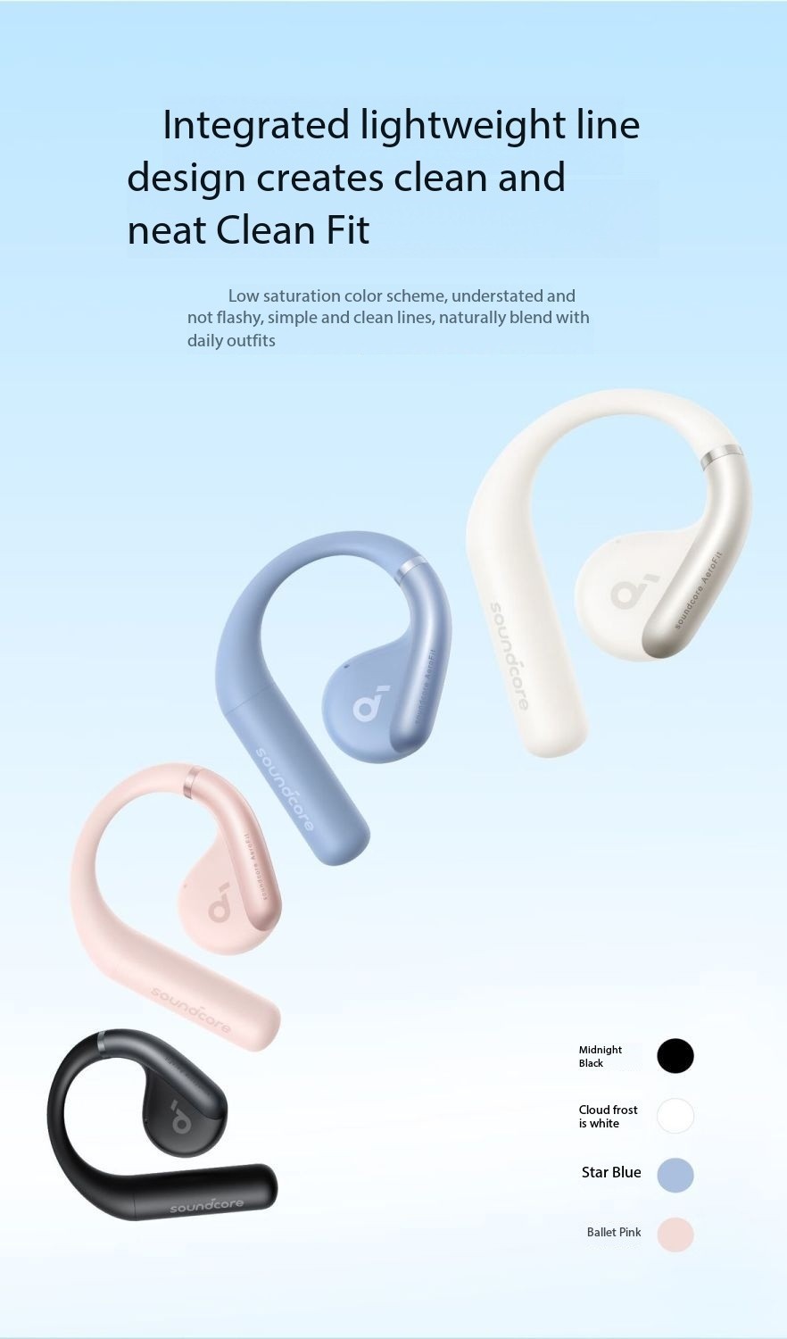 SOUNDCORE AeroFit Light Jump Line Open Bluetooth Ear Hook Earphones