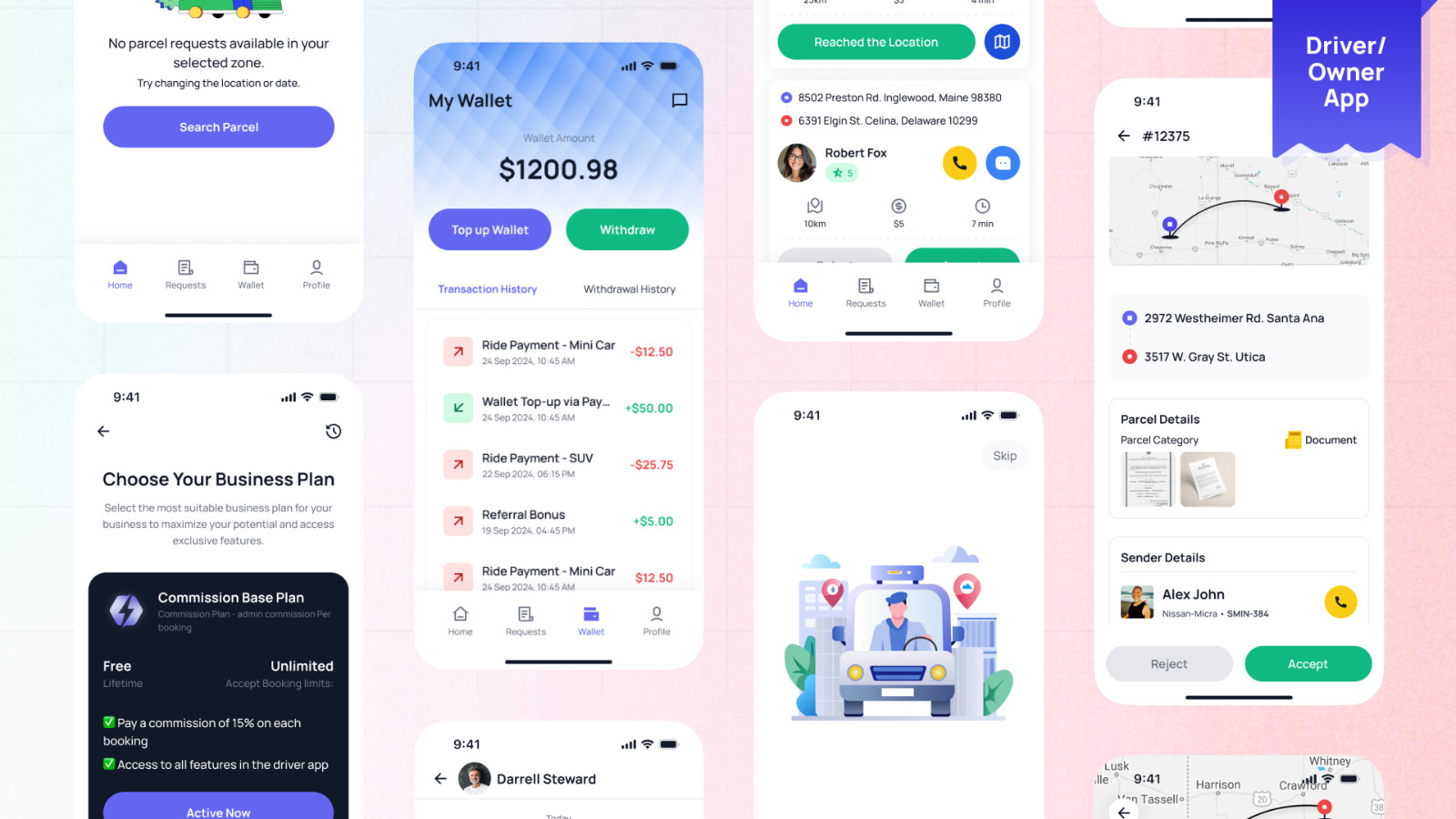 MyCab Taxi Booking & Parcel Delivery Flutter App | Android & iOS | Admin Panel