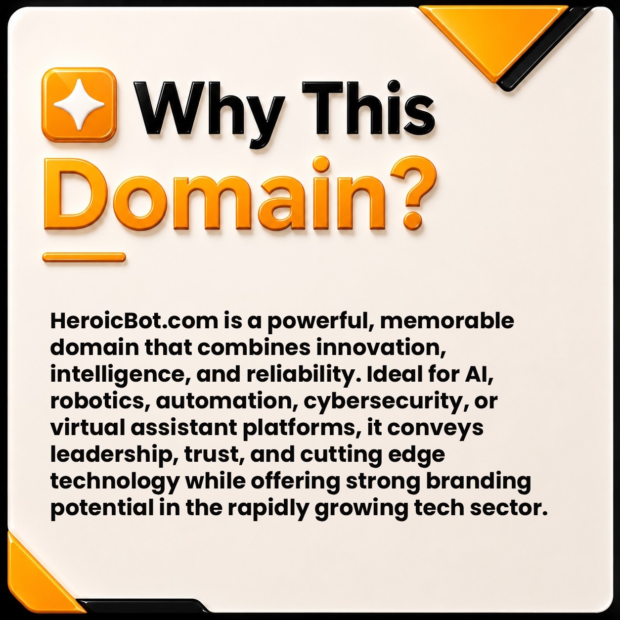 HeroicBot .com Brandable Business DOMAIN NAME FOR SALE. Robotics, Bots, Tech.