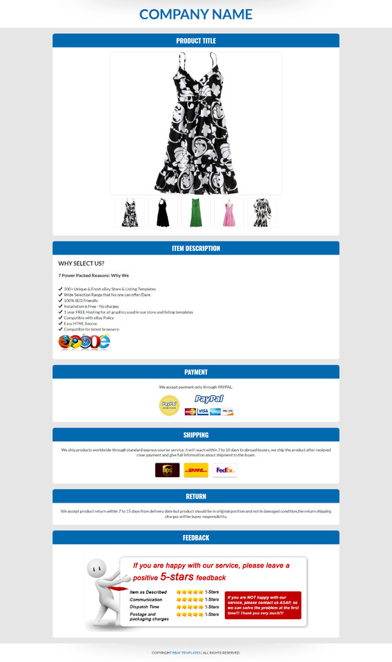 eBay Mobile Responsive Template Auction Listing Professional HTTPS Secure 2019