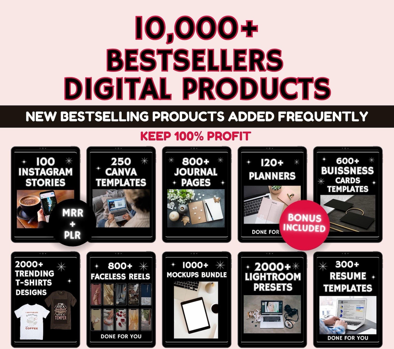7000+ Done For You Digital Products Bundle Journal, Tshirts, Resumes & MORE!!