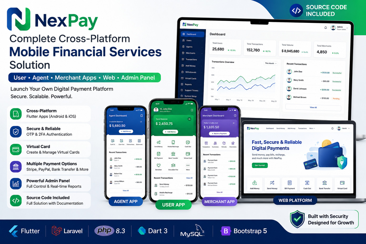 NexPay – Mobile Financial Service Solution Flutter Apps + Laravel Admin Panel