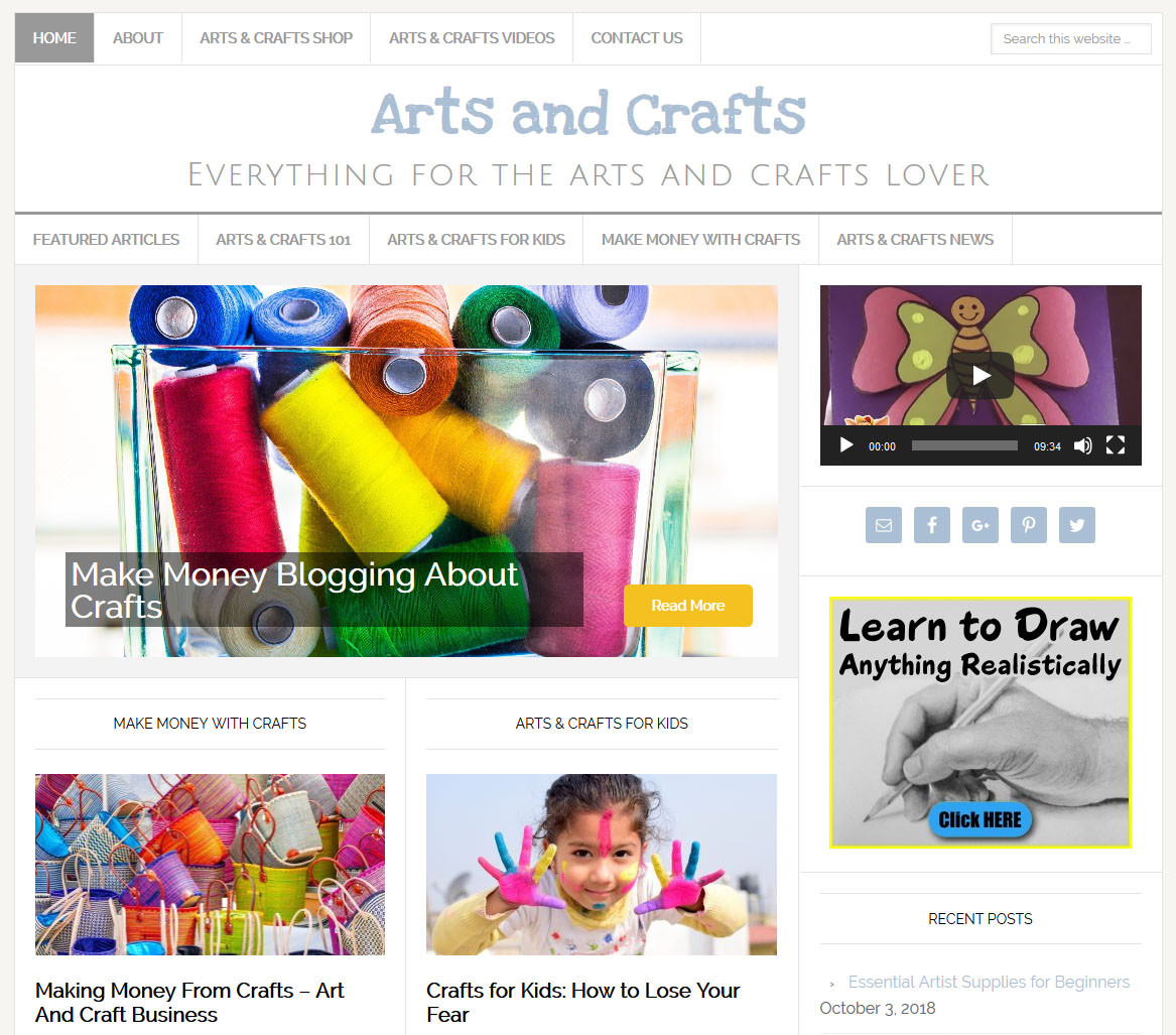 [NEW DESIGN] * ARTS & CRAFTS * blog website business for sale w/ AUTO CONTENT!