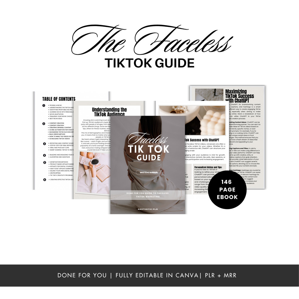 Faceless Digital Marketing Bundle with PLR & MRR | 8 Editable Canva Templates |