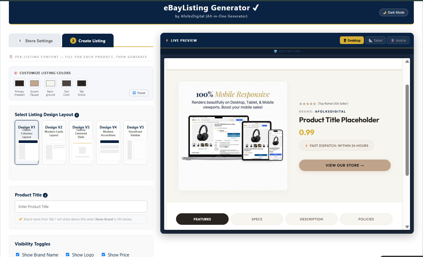 Professional eBay Store Template Layout | Custom HTML | Mobile Friendly
