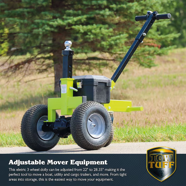 Tow Tuff TMD-35ETD8 Adjustable 3500 Lbs Capacity Electric Trailer Dolly Green