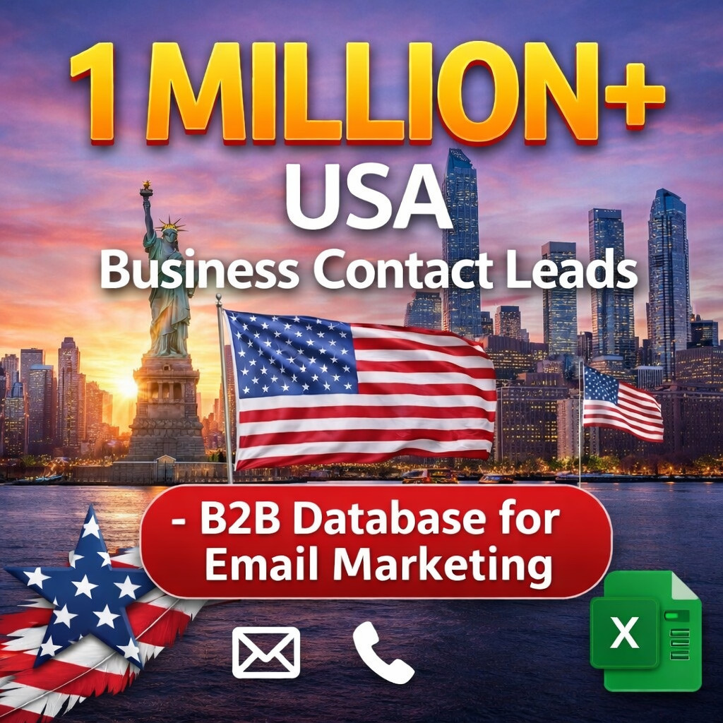 1Million USA Business Email Database list – B2B Contact leads | Excel CSV