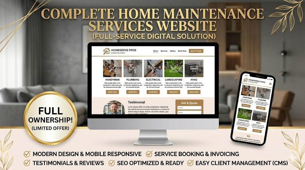 Professional Home Maintenance Website | Admin Panel | Booking & Invoicing System