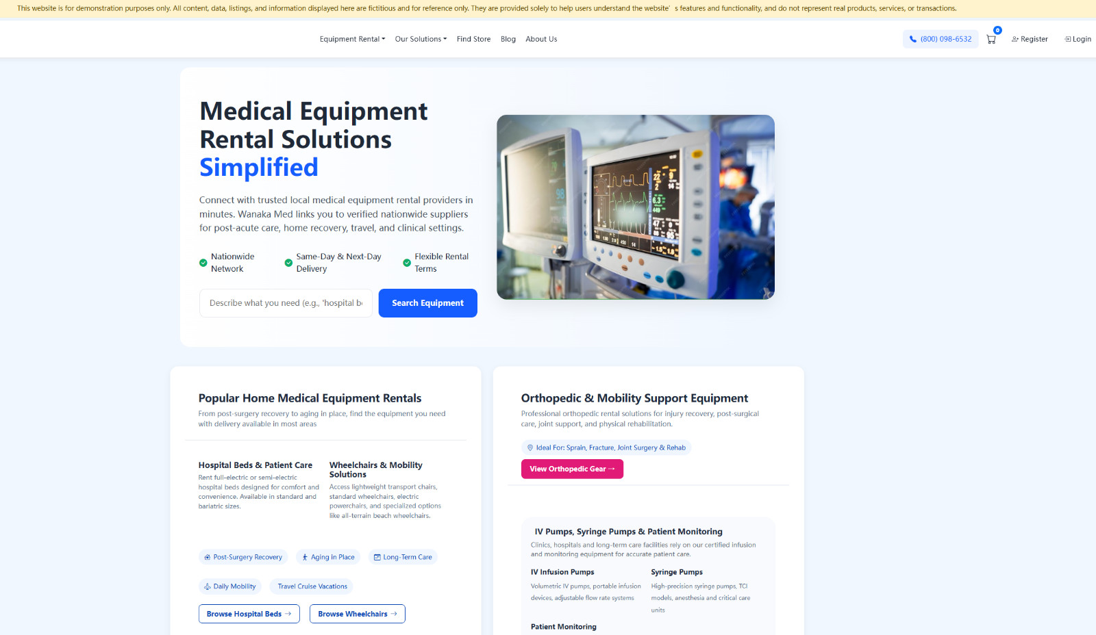Med Equipment Rental Website Free hosting / Free Installation Setup