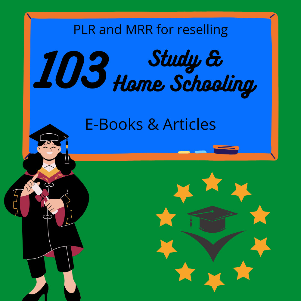 103 E-Book´s & Artikel zum Studium & Home Schooling, in Englisch PLR u. MRR
