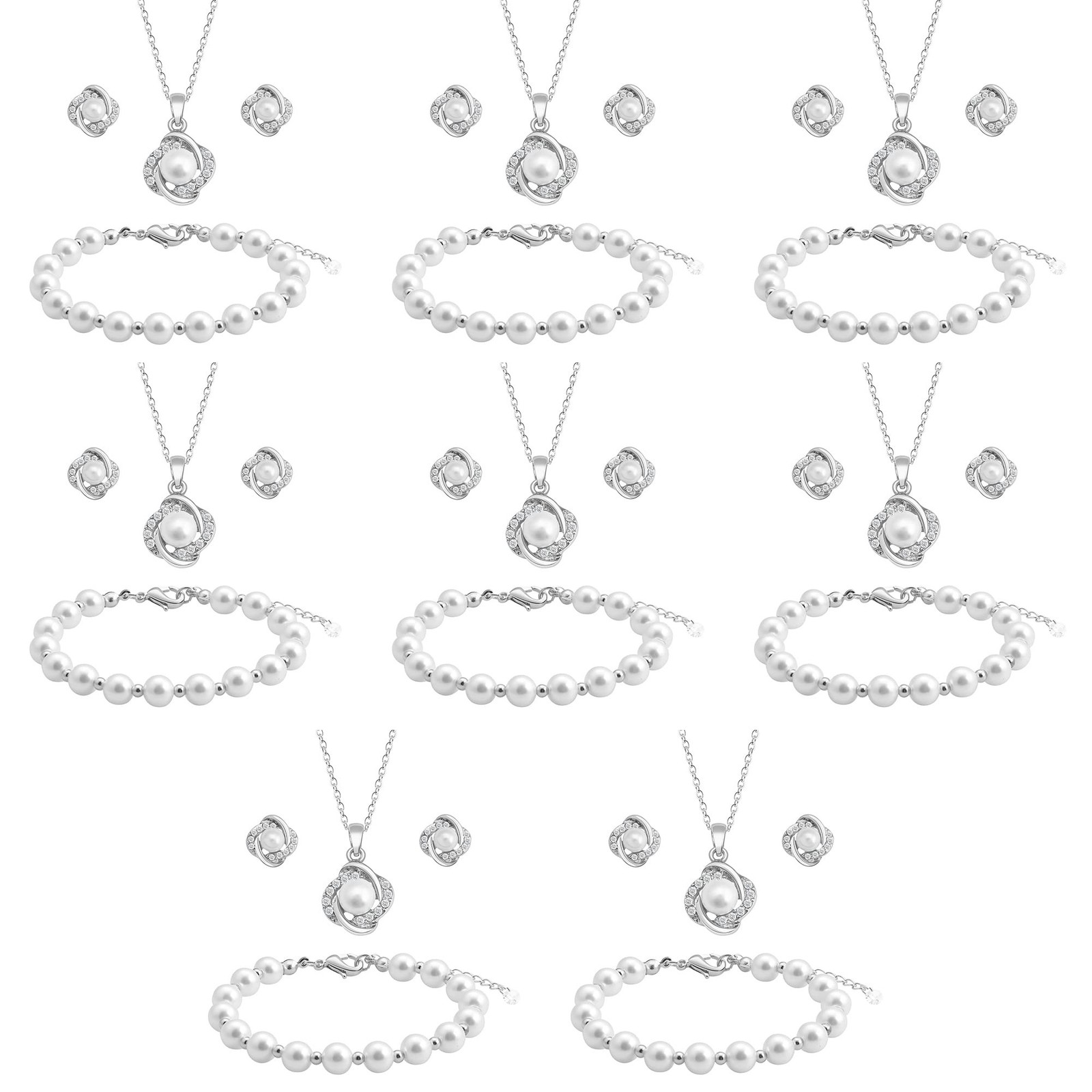 Bridesmaid Jewelry Set for Women 18K Gold & Silver & Rose Gold Plated Love Kn…