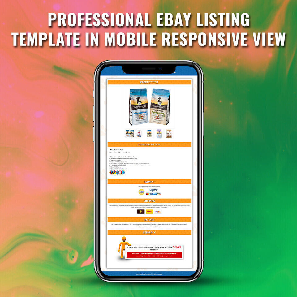 Template Listing eBay Mobile Responsive Design Professional 2019 HTTPS