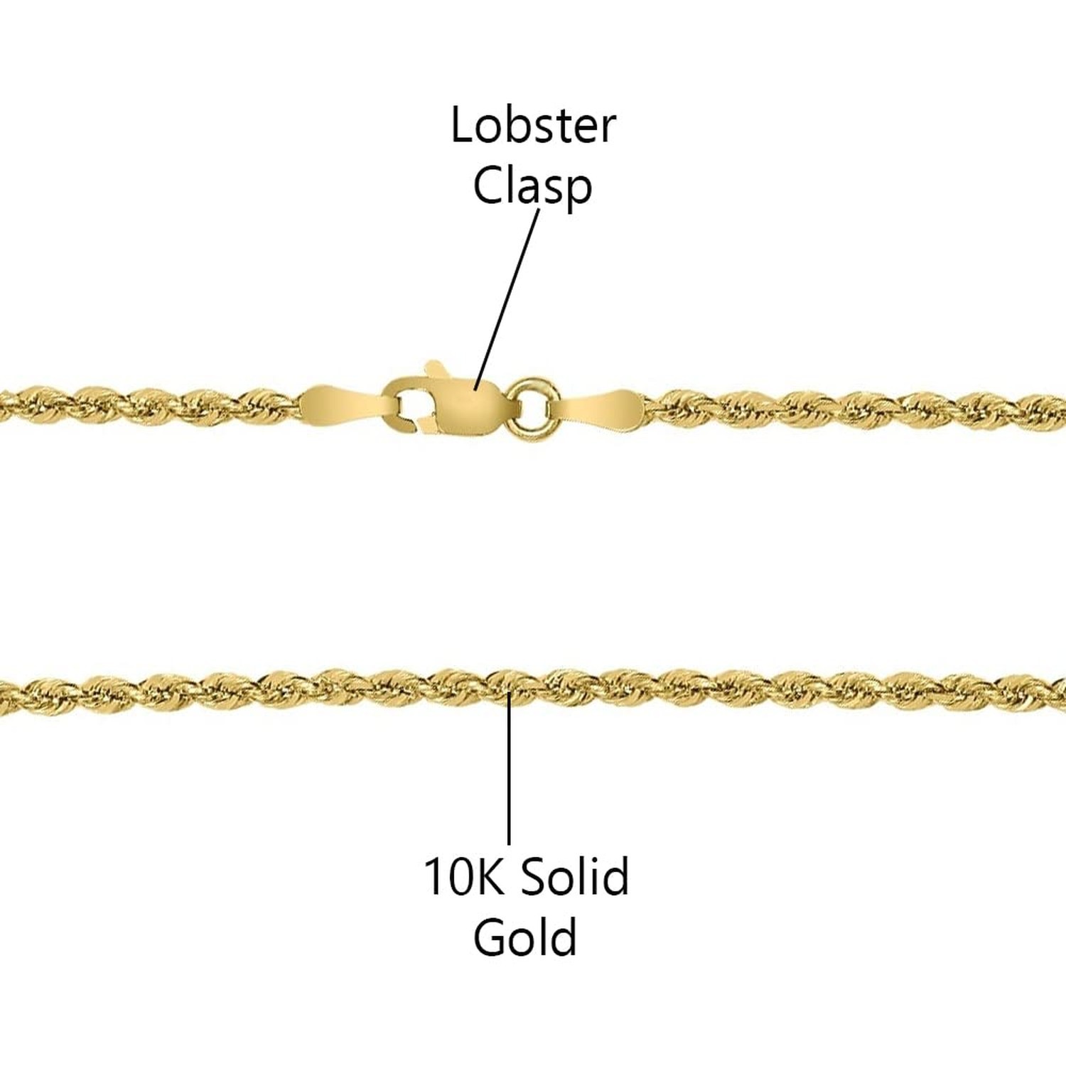 Savlano 10K Solid Gold Italian Rope 1.5mm Chain 10 Karat Necklace Comes With …