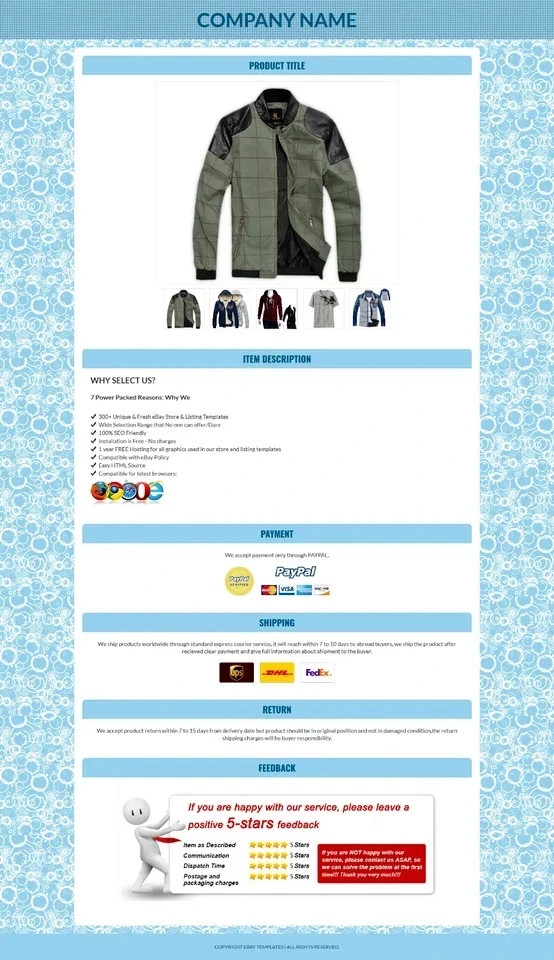 eBay Listing Template Responsive Mobile Design HTML Professional Design