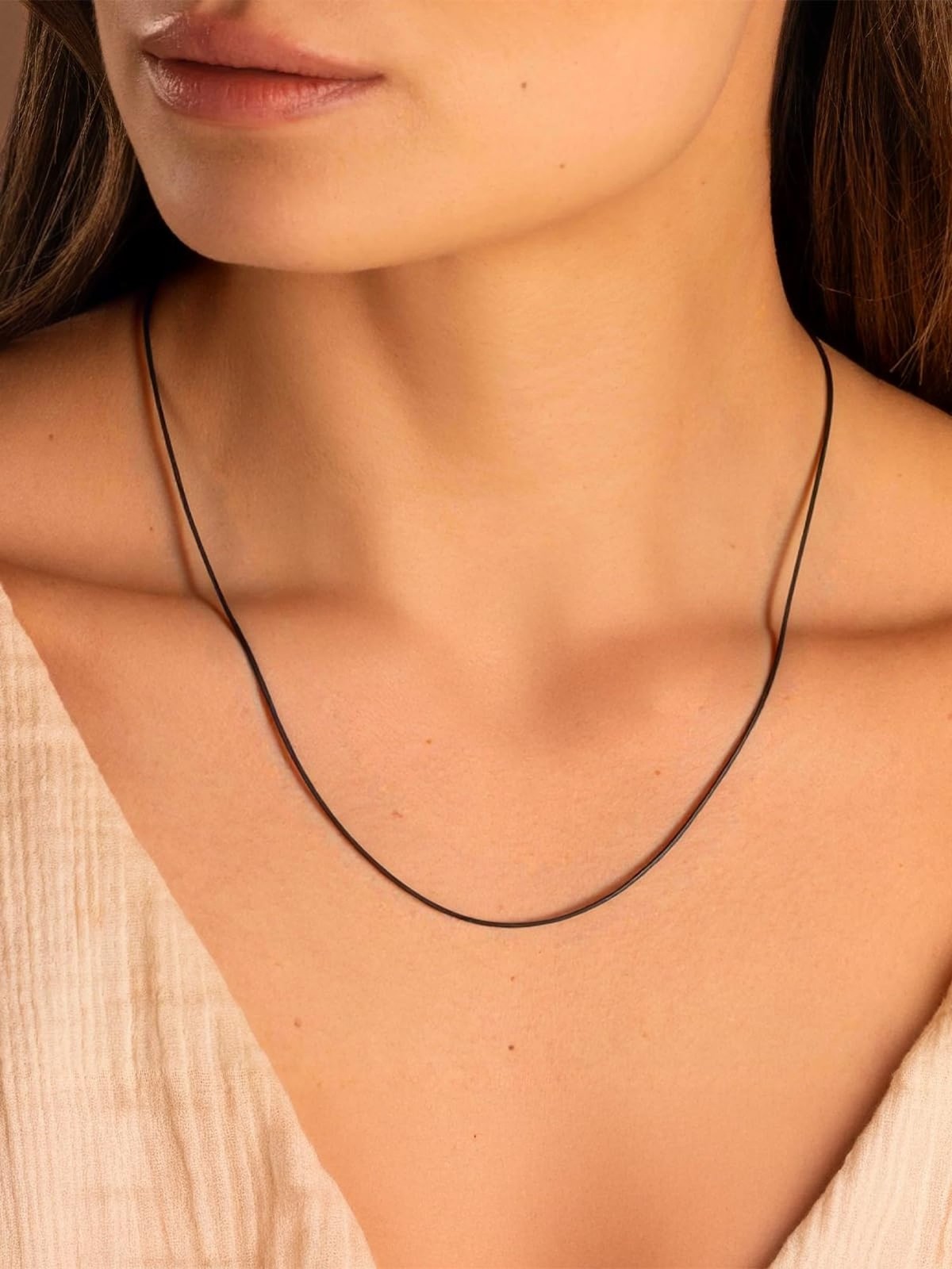 FOCALOOK Snake Chain Necklace Silver 14K Gold Plated Delicate 1mm 1.2mm 1.5mm…