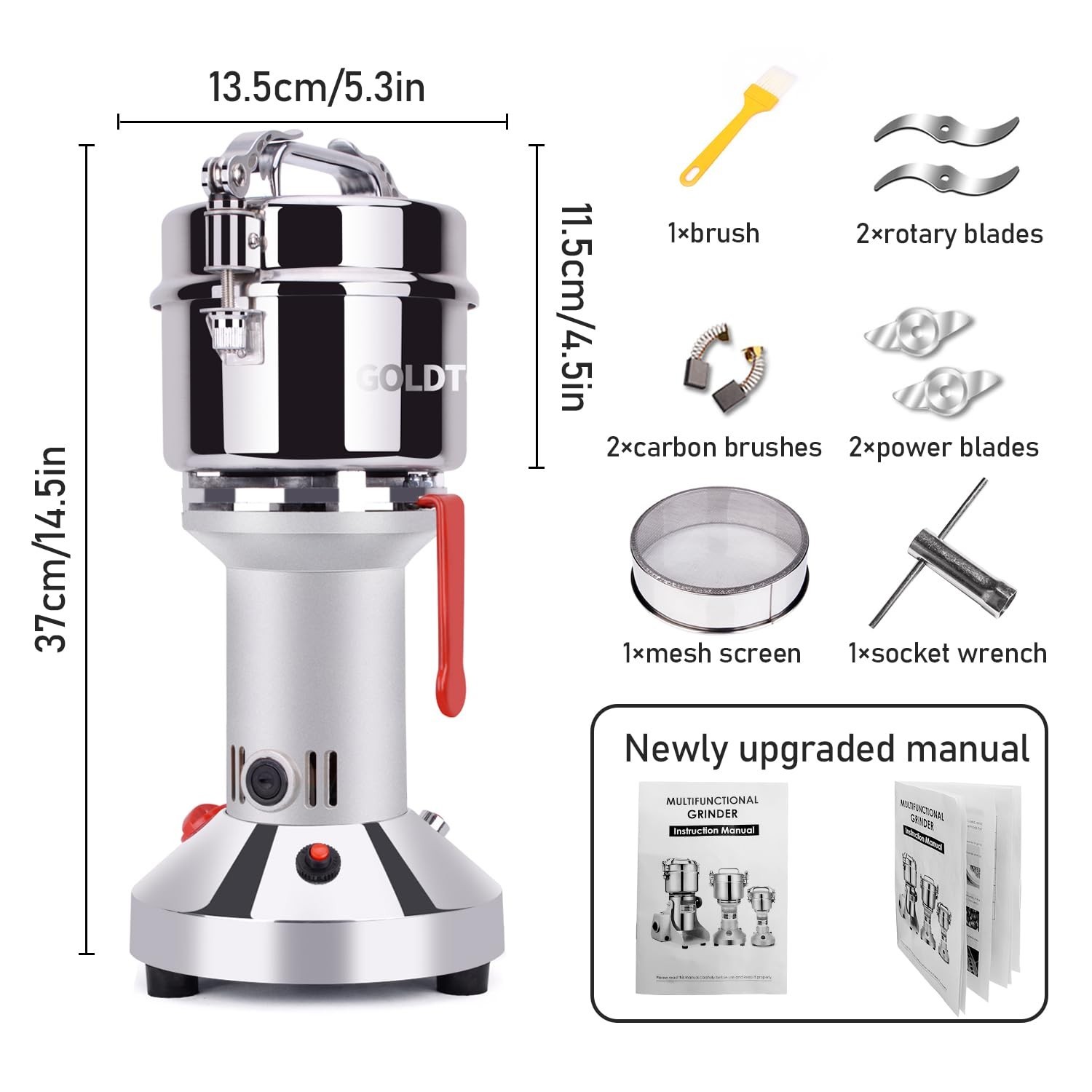 Goldtouch 550g Grain Mill Grinder 2000W Electric Stainless Steel Grain Grinde…