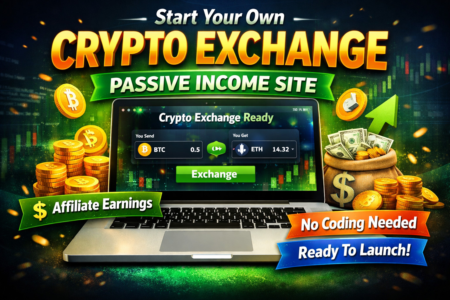 Crypto Exchange Website Script | Passive Income Affiliate Site | ChangeNOW Ready