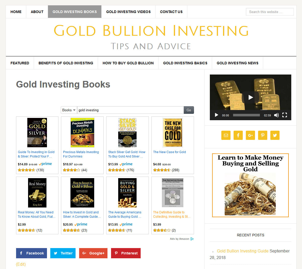 *GOLD INVESTING * affiliate website business for sale w/ AUTO UPDATING CONTENT
