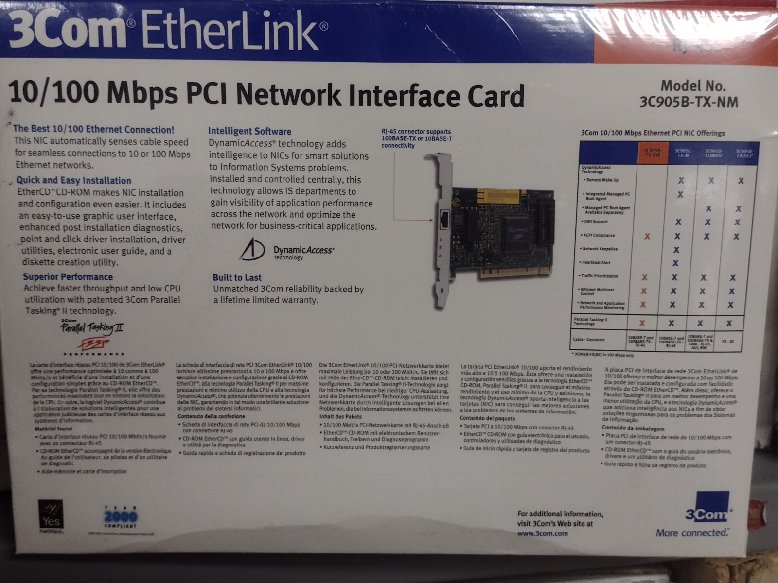 3Com EtherLink 10/100 Mbps PCI Network Interface Card 3C905B-TX-NM (New In Box)