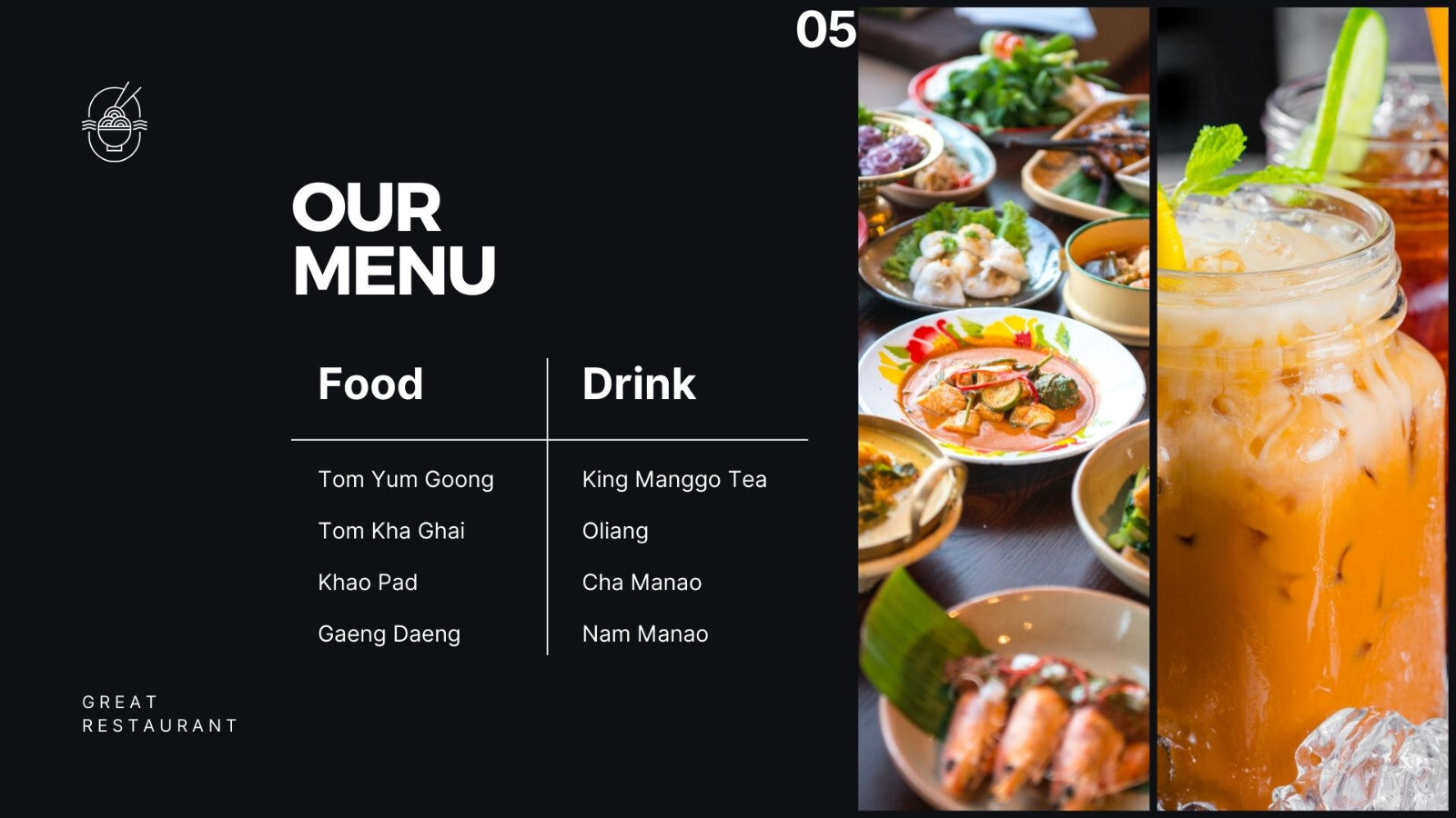 Website Landing Pages- Black Modern Thai Food Presentation- Restaurant Authentic