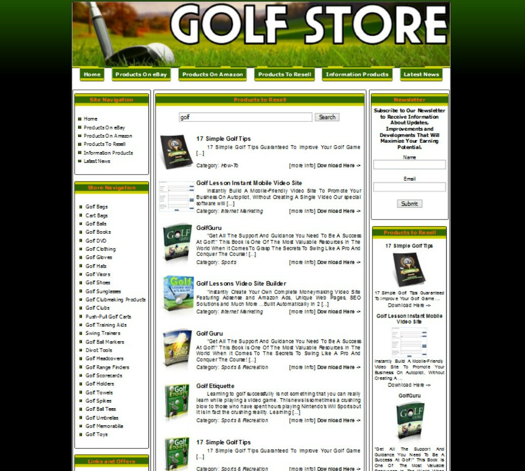 GOLF Website. Affiliate STORE+Amazon Store+Google Adsense+Dropship