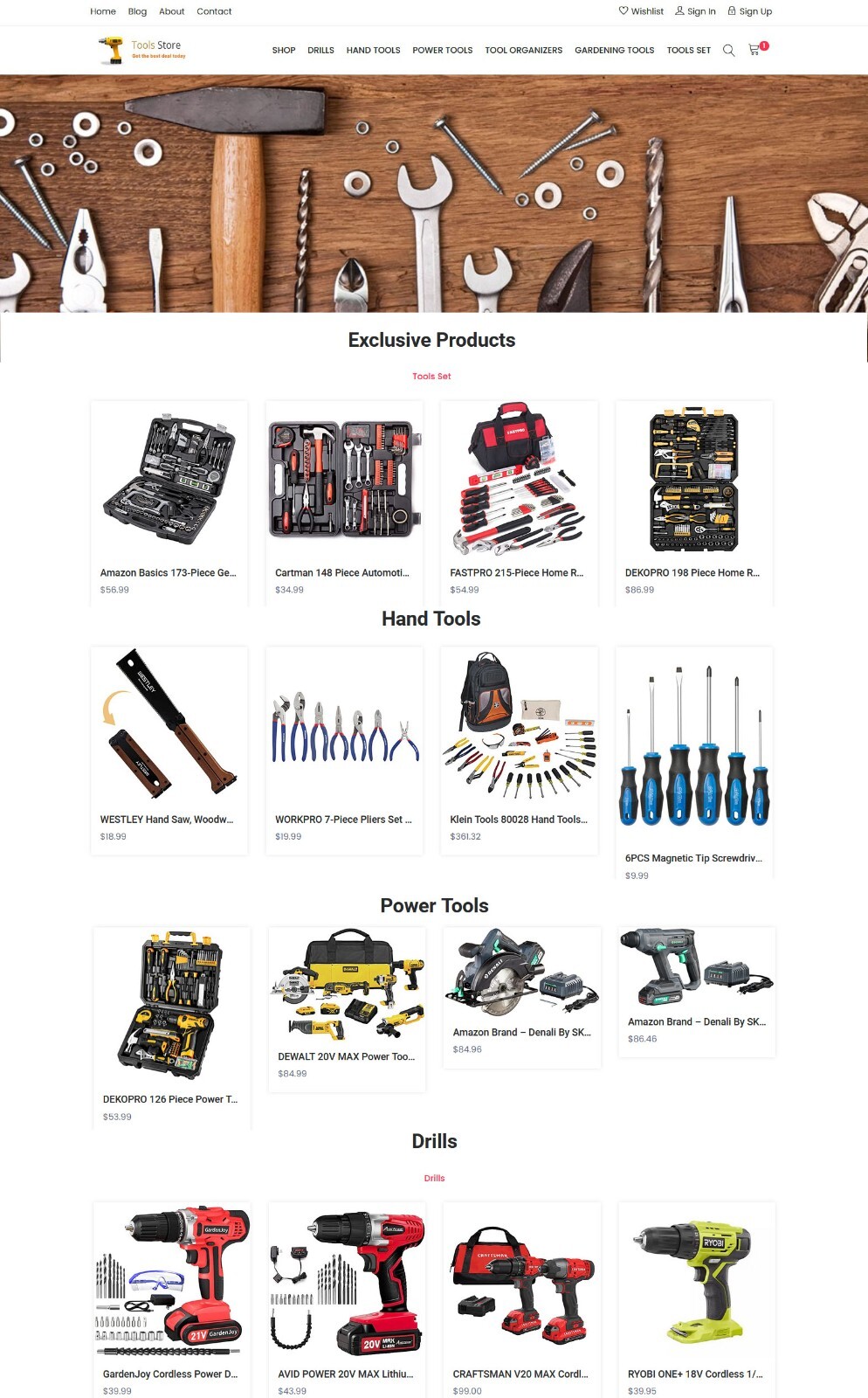 Hand, Power and Garden Tools Store Website – Affiliate DropShipping Store