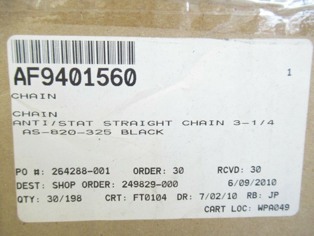 ASBK DV-325-820 Dyna-Veyor Atraight Statchain 10F Lenght 3 1/4 W (NEW  IN BOX)