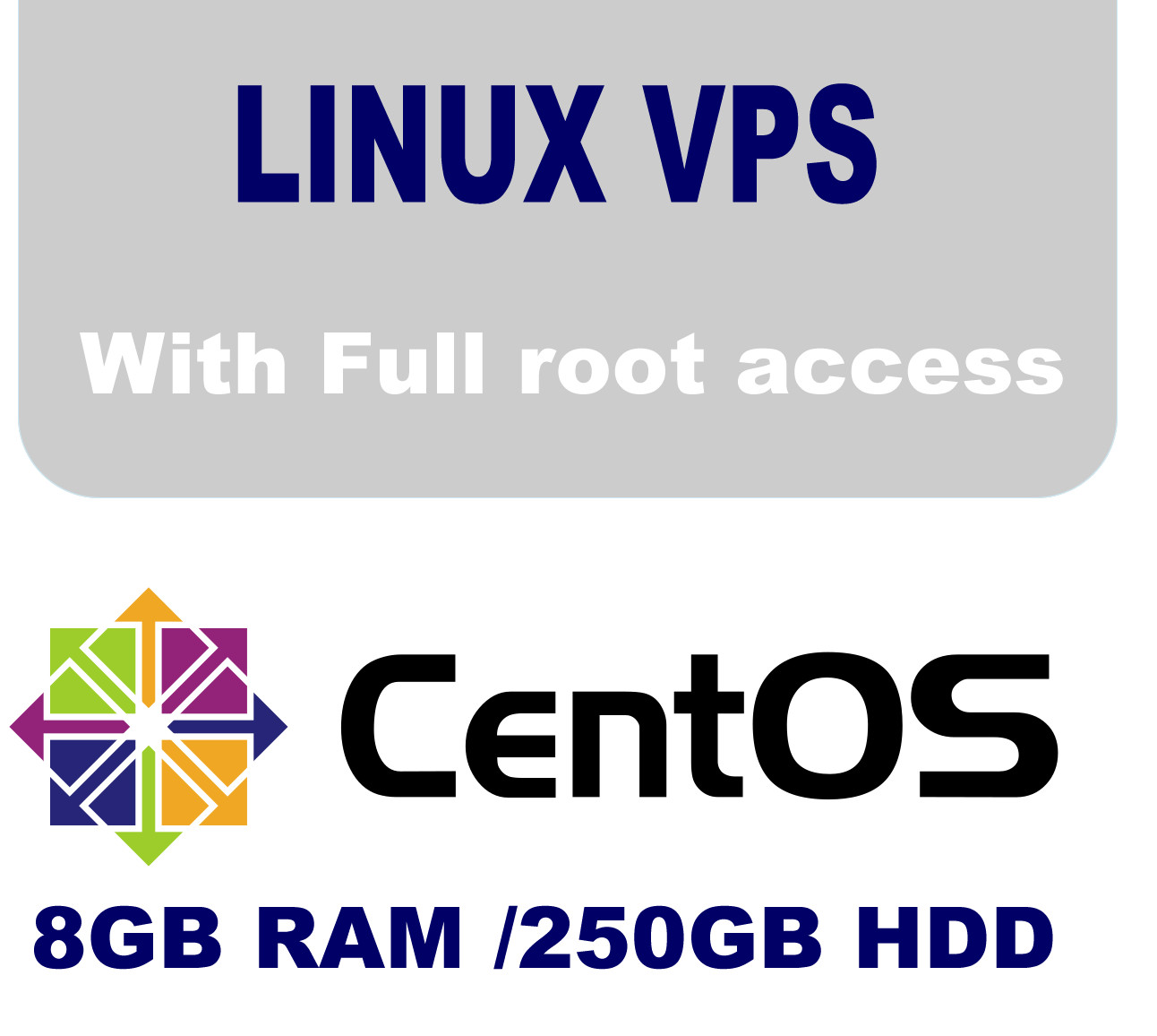 Linux / Centos VPS Server 8GB RAM, 250GB HDD, 24hour support