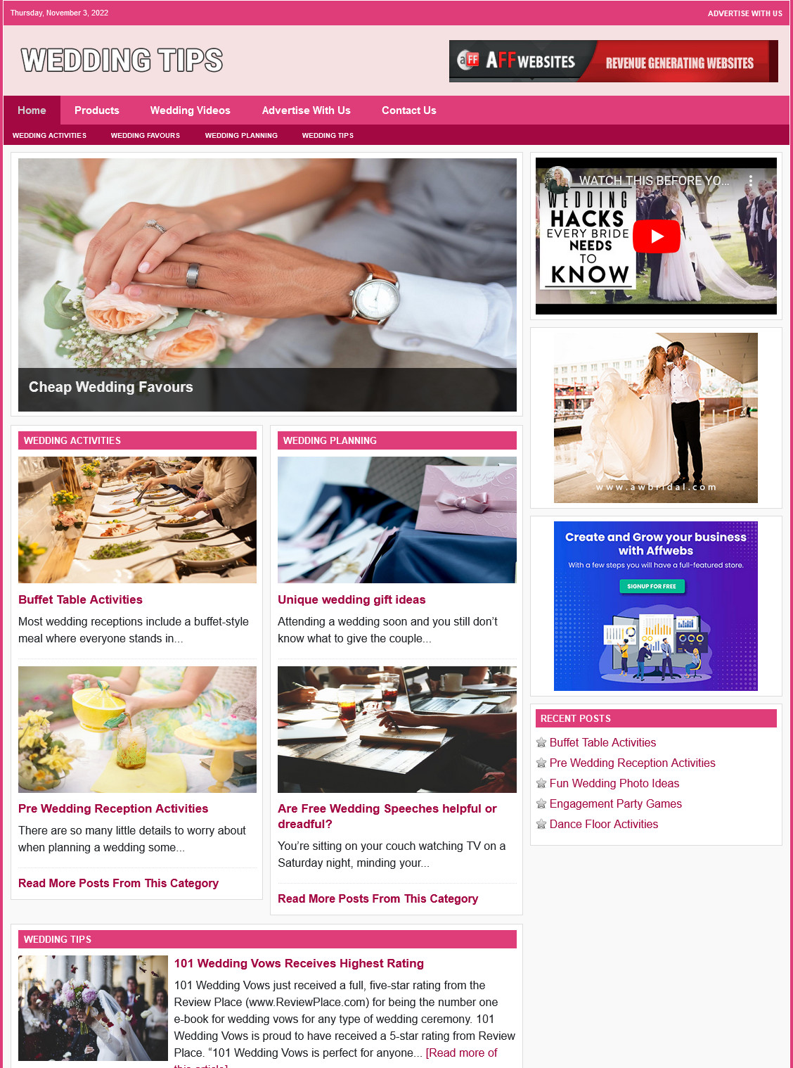 WEDDING TIPS Website Business For Sale – Work From Home Internet Business