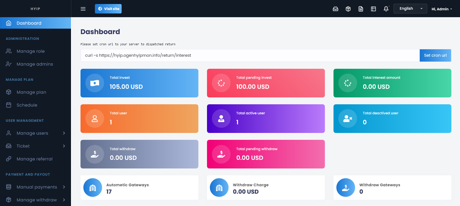 💥 Stable HYIP Investment Management Platform 💥