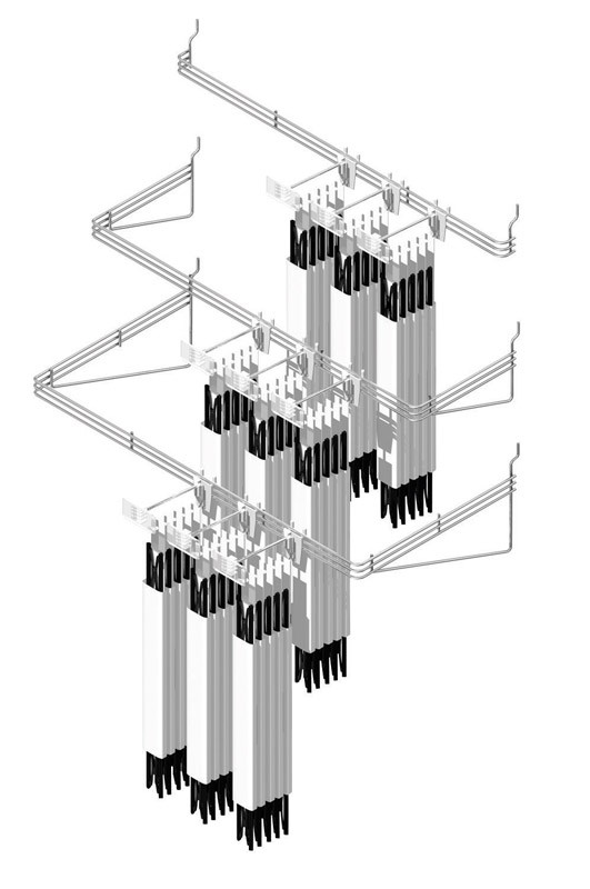 1 in. H X 22 in. W X 9 in. D Silver Metal Waterfall Peg Organizer Rack