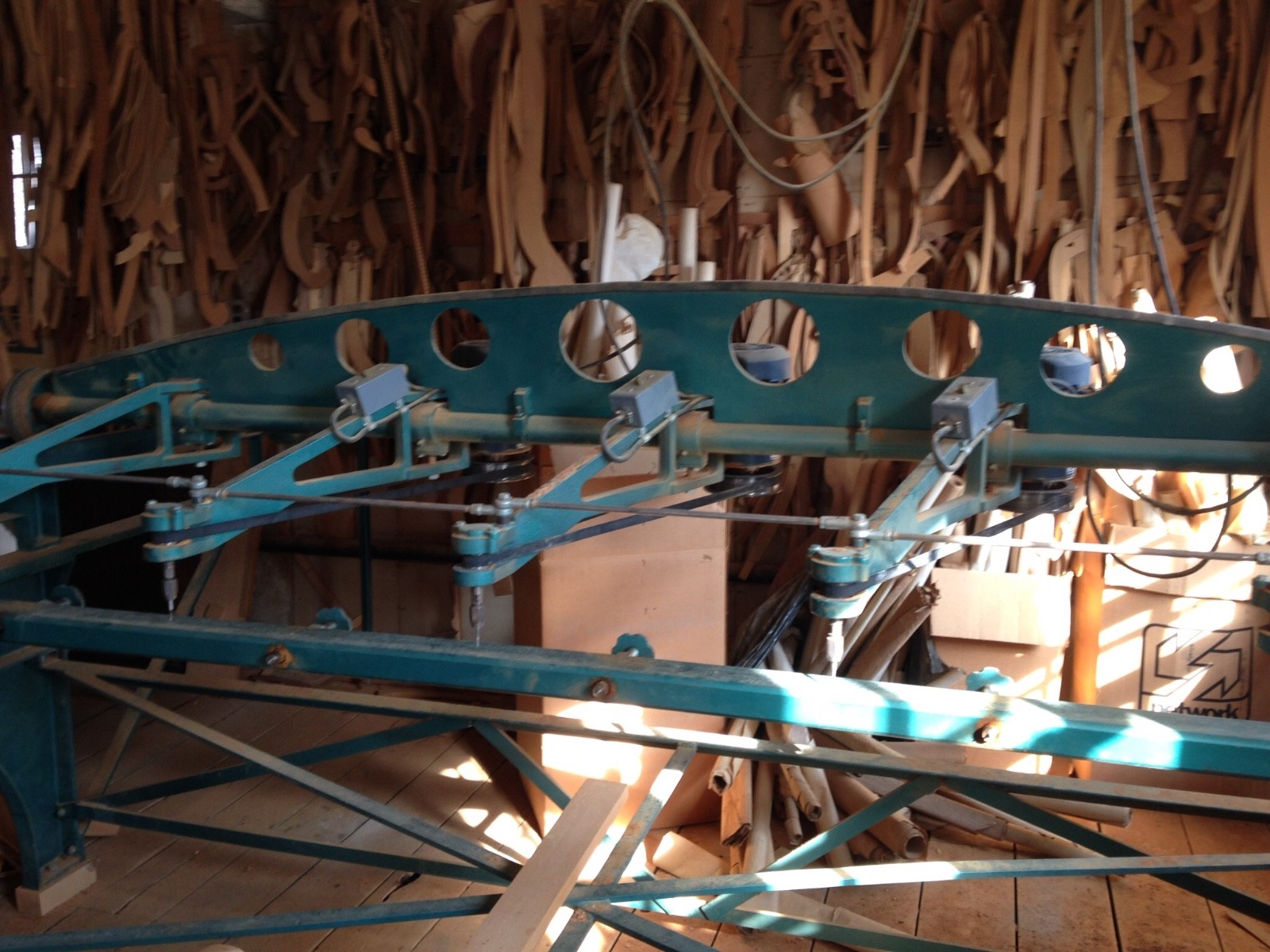 a woodworking shop contents- machines, models, patterns, hardware, veneers, etc.