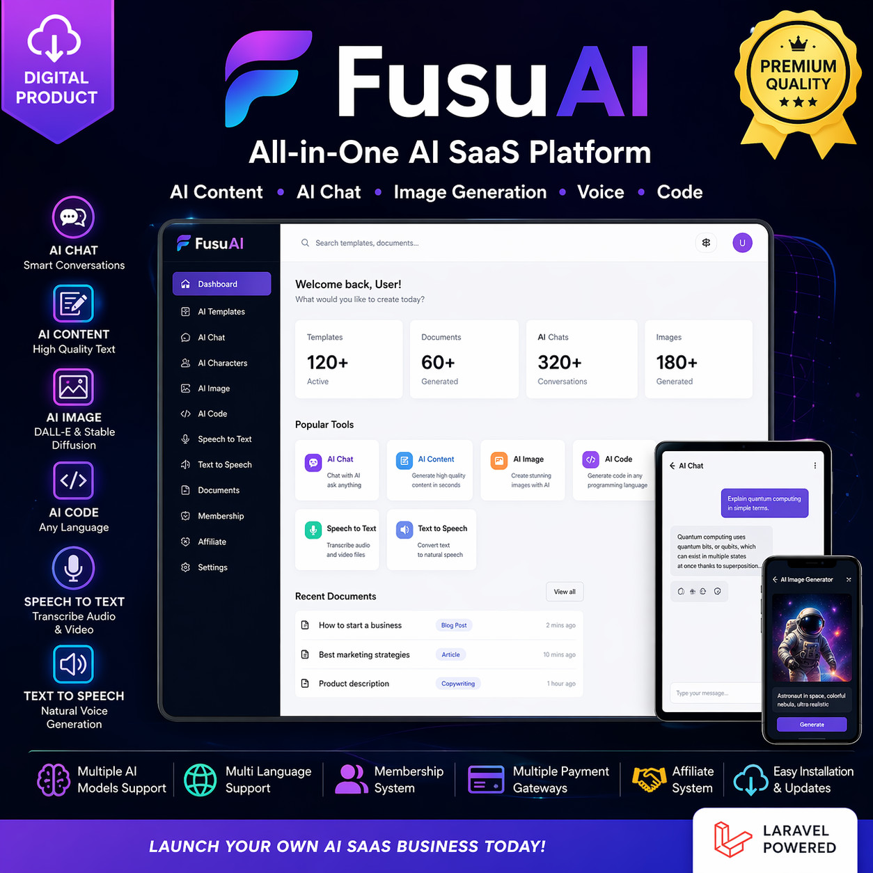 FusuAI – AI Content, Chat, Image & Code Generator SaaS Platform | PHP Laravel